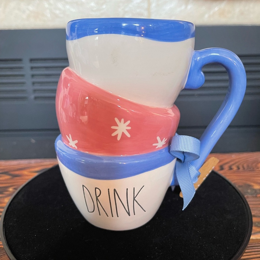 Rae Dunn “Drink” Stacked Mugs